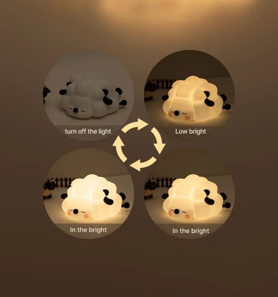 Cute LED Night Lights - Rechargeable Silicone Sheep, Panda, Rabbit Lamp for Kids & Baby, Bedside Decor & Birthday Gift