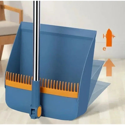 Rotary Long-Rod Broom and Dustpan Set – Non-Stick Hair Multi-Function Cleaning Kit for Household Use