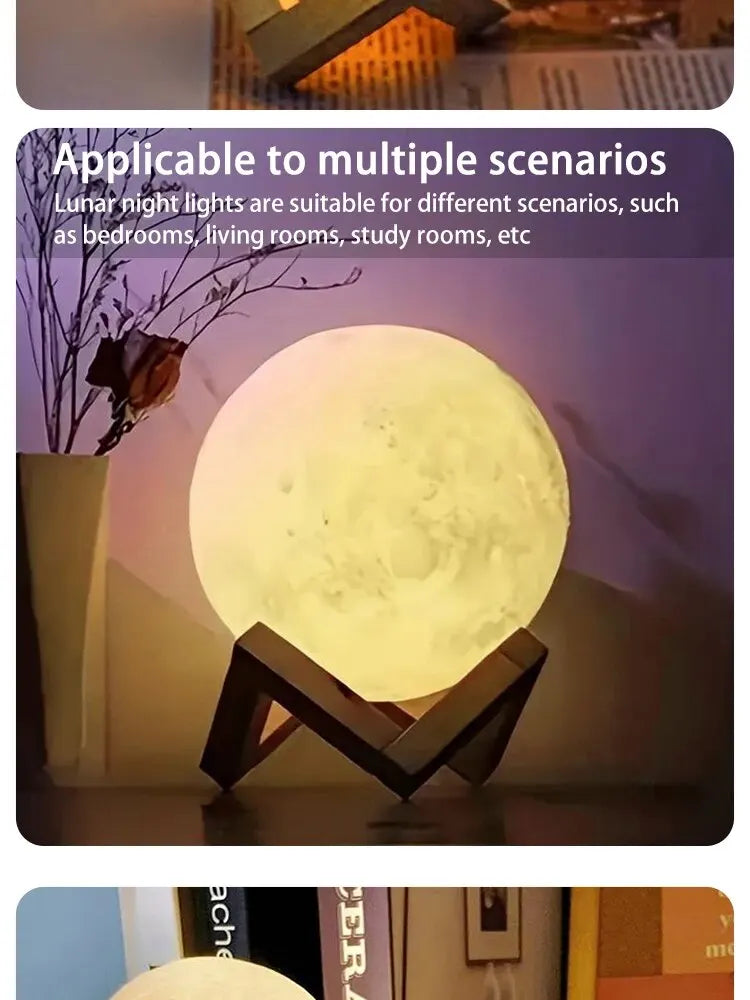 LED Galaxy Moon Lamp Night Light - DIY Moon Globe for Bedroom Décor & Gifts (Warm Light