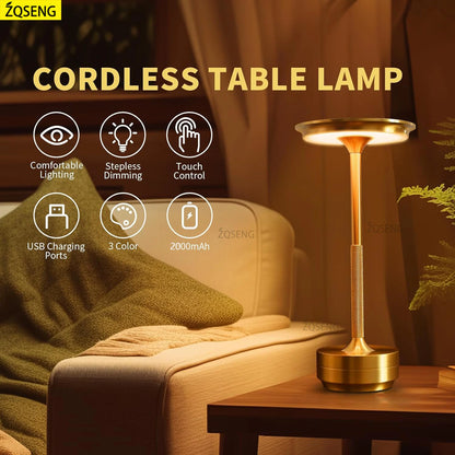 Rechargeable Touch Table Lamp - Wireless Desk Lamp for Reading, Home, and Outdoor Décor - Creative Gift Idea