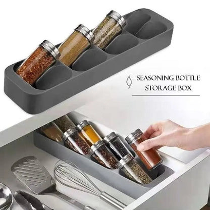 Multi-Functional Kitchen Drawer Cutlery Storage Tray – Knife, Fork, Spoon Organizer with Spice Bottle Holder