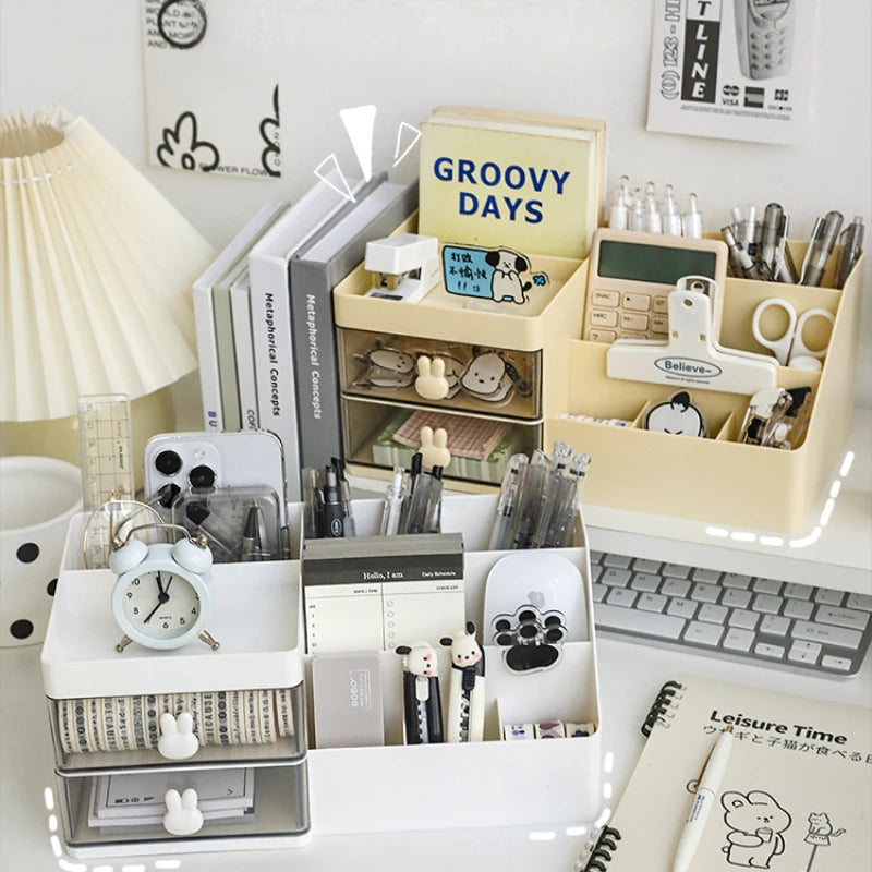 Transparent Desktop Organizer with Drawers – Multi-Functional Storage Box for Office Supplies, Cosmetics, and Stationery