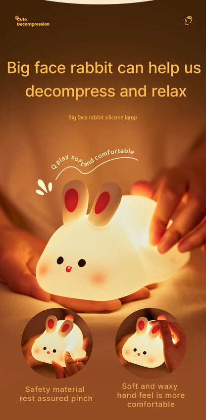 Cute LED Night Lights - Rechargeable Silicone Sheep, Panda, Rabbit Lamp for Kids & Baby, Bedside Decor & Birthday Gift