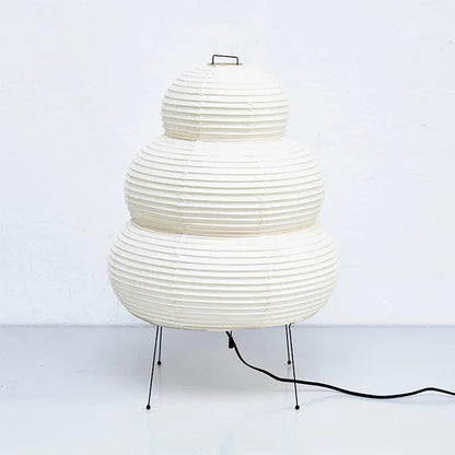 Japanese Wabi-Sabi White Rice Paper Table Lamp - Tripod Floor Lamp for Bedroom, Living Room, Study, Loft Decor