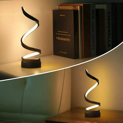 Modern Spiral Dimmable LED Table Lamp - Stylish Bedside & Nightstand Light for Living Room, Bedroom, Office