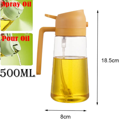 500ml Dual-Purpose Oil Spray Bottle – Leak-Proof Olive Oil Sprayer for Cooking, Baking, BBQ, and Air Fryer Use