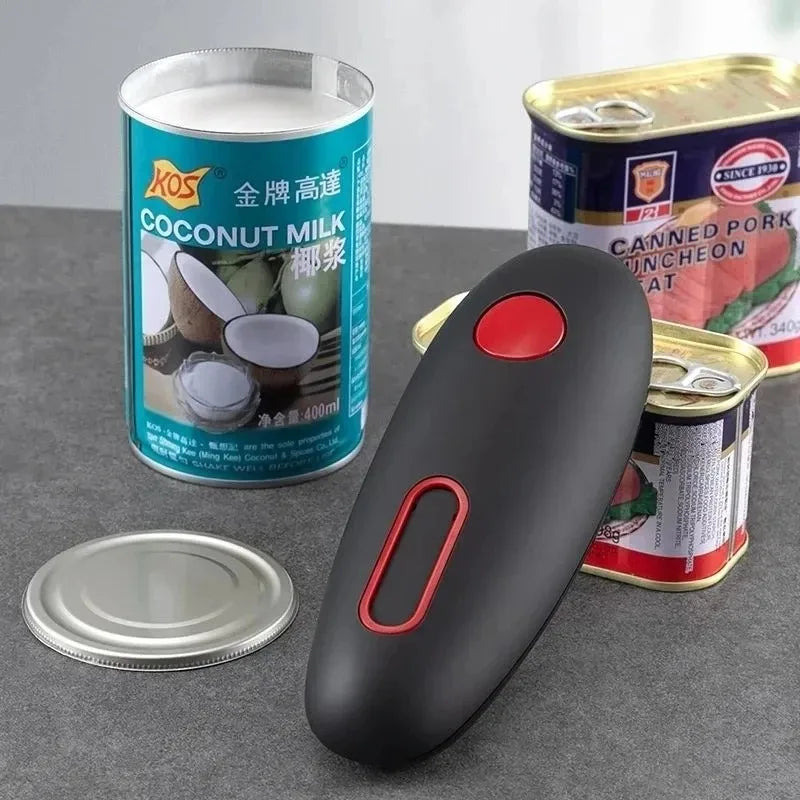 Automatic One-Touch Electric Can Opener - Portable Kitchen Tool for Effortless Jar and Bottle Opening