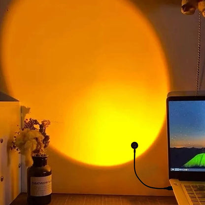 USB Sunset Lamp - LED Rainbow Neon Night Light Projector for Bedroom Atmosphere, Home Décor & Photography Gift