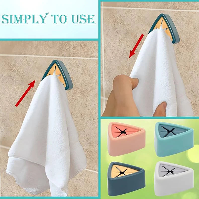 Drill-Free Towel Plug Holder – Bathroom Towel Storage Organizer with Strong Adhesive for Washcloths & Home Accessories