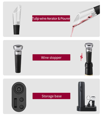Electric Wine Bottle Opener – Automatic Corkscrew with Charging Base | Battery-Powered Wine Tool for Effortless Bottle Opening