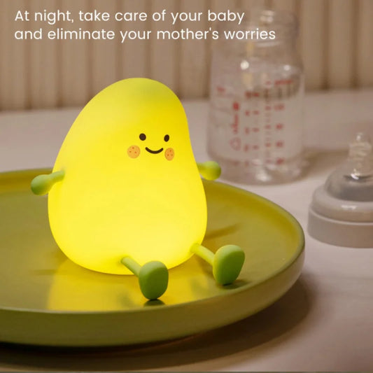 Cute Bear Night Light - Silicone Sensor Lamp with Adjustable Brightness & Timer for Kids' Sleep