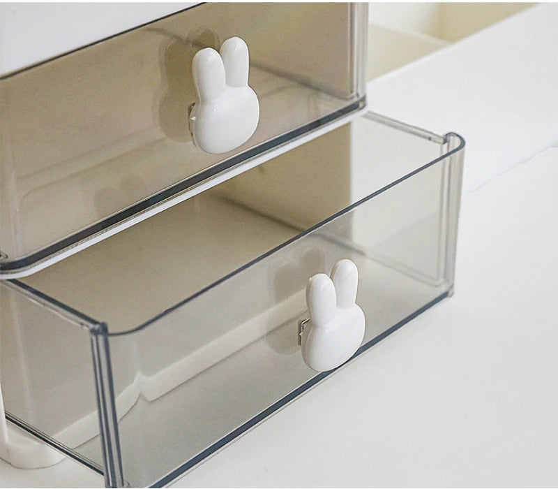 Transparent Desktop Organizer with Drawers – Multi-Functional Storage Box for Office Supplies, Cosmetics, and Stationery
