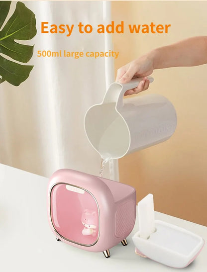 500ml Large Capacity Portable Humidifier – Dual Nozzle Nano Mist Air Humidifier with Ambient Light, USB Rechargeable for Bedroom, Office, and Nursery