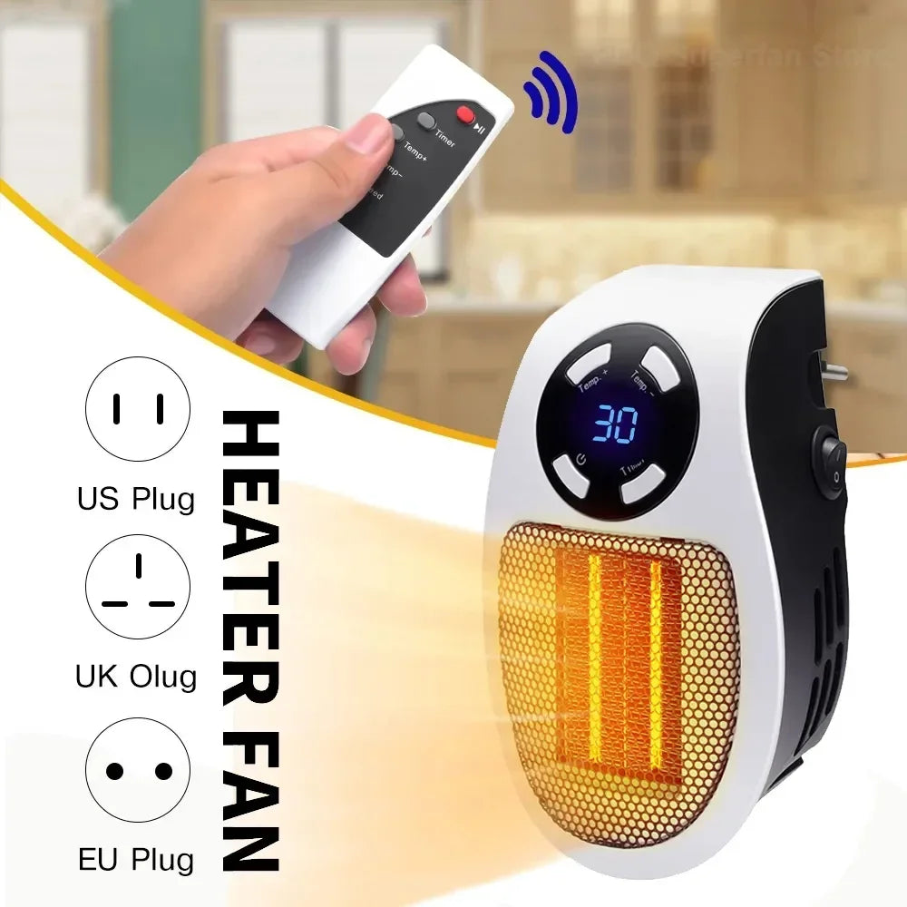 Portable Electric Wall Heater - Mini Radiator with Remote Control for Home Heating