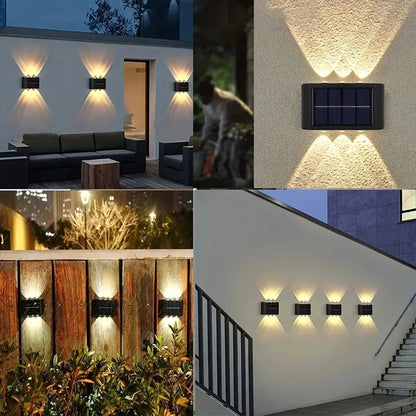 1/2pcs Solar Outdoor Courtyard Lamp – Modern Up and Down Wall Lamp for Home & Garden Decoration, IP65 Waterproof