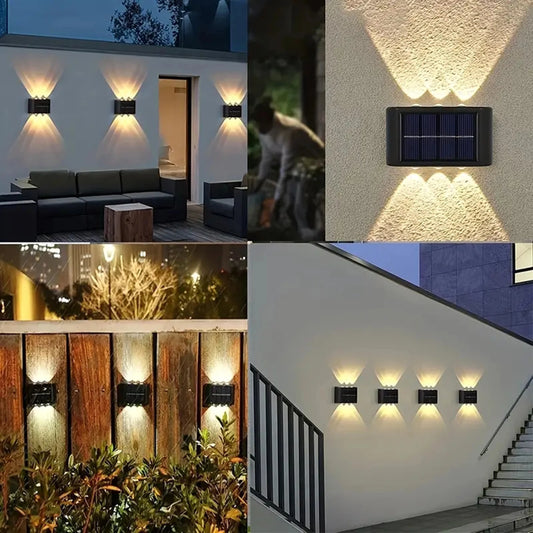 1/2pcs Solar Outdoor Courtyard Lamp – Modern Up and Down Wall Lamp for Home & Garden Decoration, IP65 Waterproof