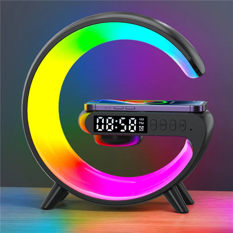 Bluetooth Speaker Wireless Charger Pad Stand - RGB Night Light & Fast Charging Dock