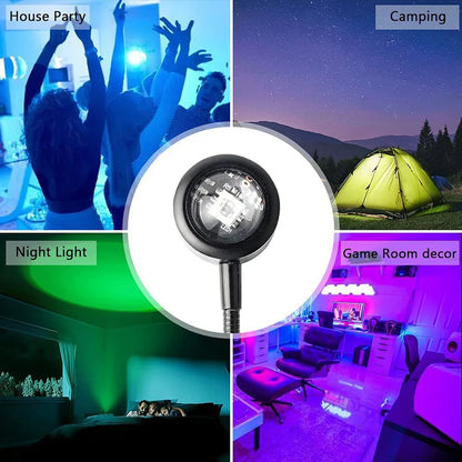 USB Sunset Lamp - LED Rainbow Neon Night Light Projector for Bedroom Atmosphere, Home Décor & Photography Gift