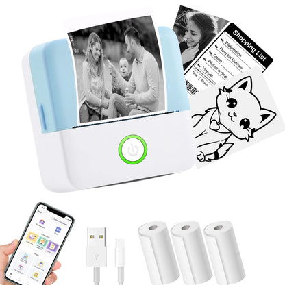 Mini Printer - Inkless Sticker Maker & Portable Thermal Printer for Photo Journals, Notes, and Memo (Bluetooth)
