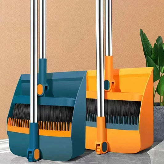 Rotary Long-Rod Broom and Dustpan Set – Non-Stick Hair Multi-Function Cleaning Kit for Household Use