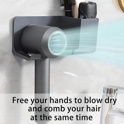 Wall Mounted Hair Dryer Rack – Space-Saving Plastic Organizer for Bathroom & Personal Care Tools