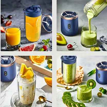 Portable Fruit Juice Blender - USB Rechargeable Mini Juicer Cup with 6 Blades for Smoothies and Juicing