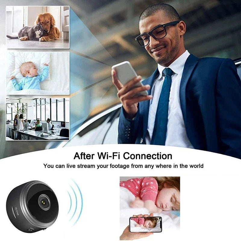 A9 WiFi Mini Wireless Security Camera - Smart Home Video Recorder for Infant and Pet Monitoring