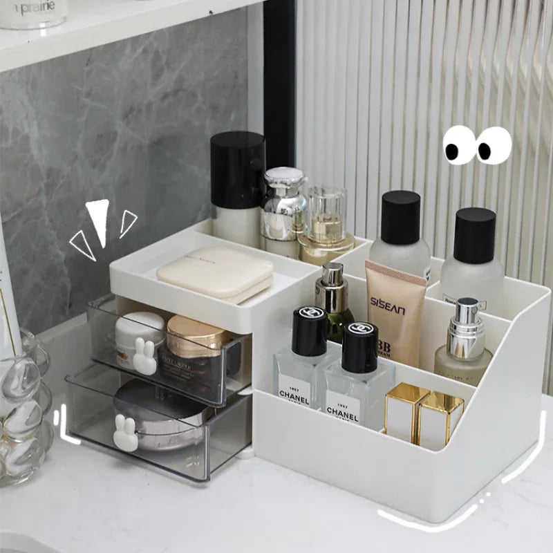 Transparent Desktop Organizer with Drawers – Multi-Functional Storage Box for Office Supplies, Cosmetics, and Stationery