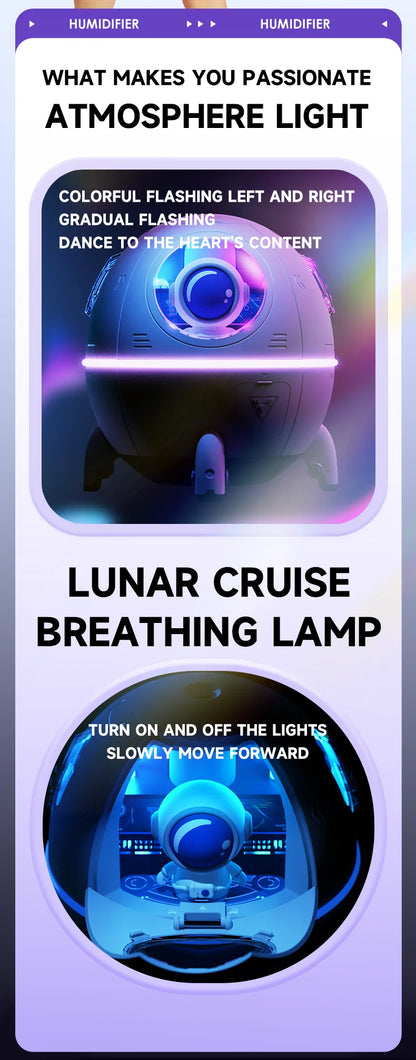 Portable Astronaut Humidifier with LED Light & Aroma Diffuser - USB-Powered for Clean, Hydrated Air | Cute Aesthetic Decor