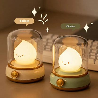 Creative Portable Mini Desktop LED Night Lamp - USB Rechargeable Cartoon Table Lamp for Home & Hotel Decor