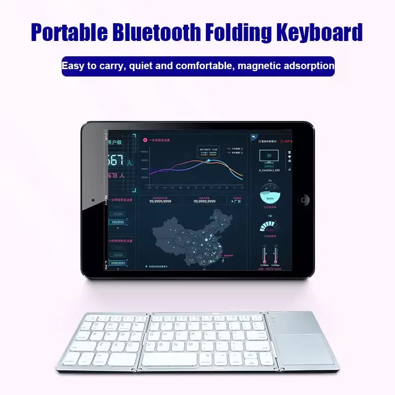 Folding Bluetooth Keyboard with Touchpad – Compact Mini Wireless Keyboard for iOS, Android, and Windows Devices