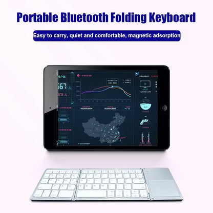 Folding Bluetooth Keyboard with Touchpad – Compact Mini Wireless Keyboard for iOS, Android, and Windows Devices