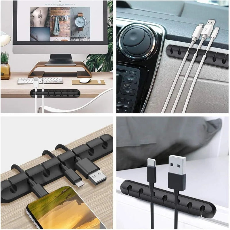 Multifunctional Silicone Cable Organizer Clips – Desktop Cable Management Winder for Home and Office