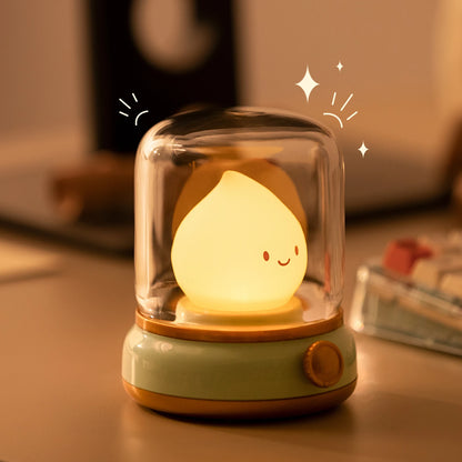 Creative Portable Mini Desktop LED Night Lamp - USB Rechargeable Cartoon Table Lamp for Home & Hotel Decor