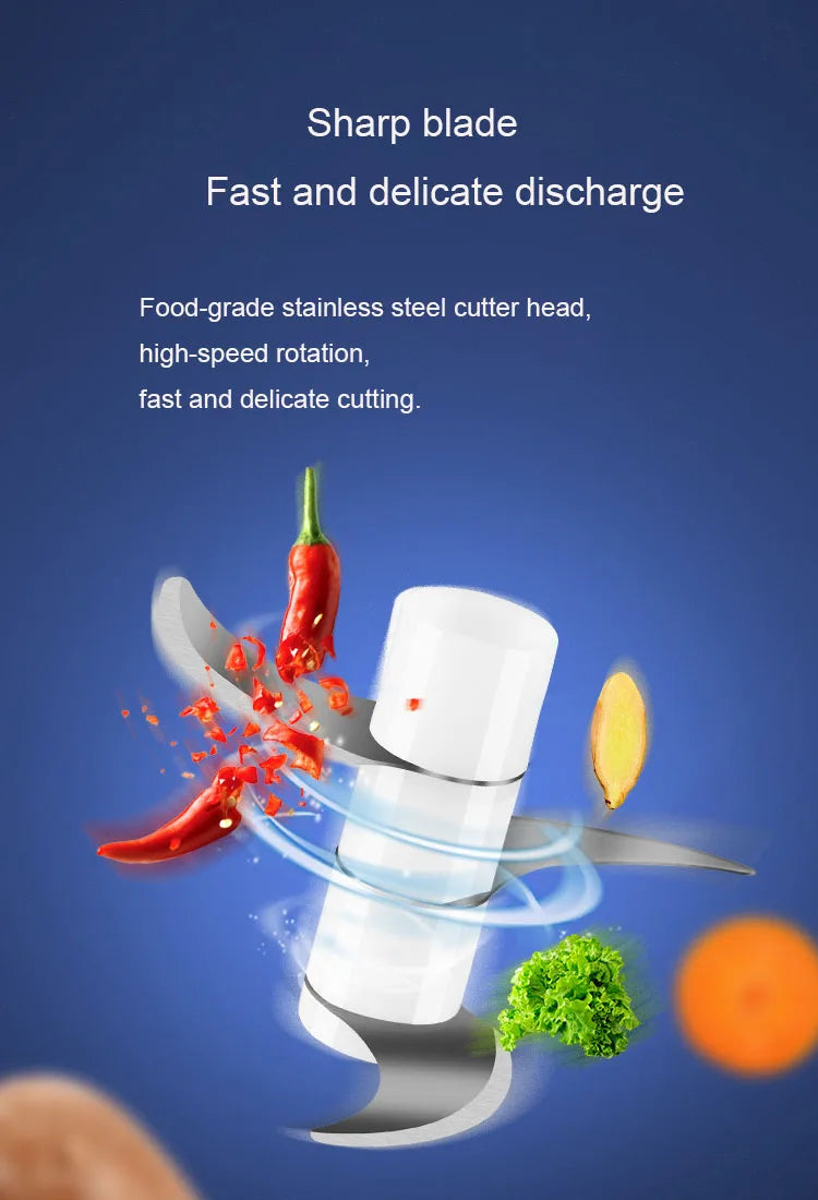 250ml Rechargeable Mini Food Processor - Portable Electric Garlic & Vegetable Chopper for Kitchen Use