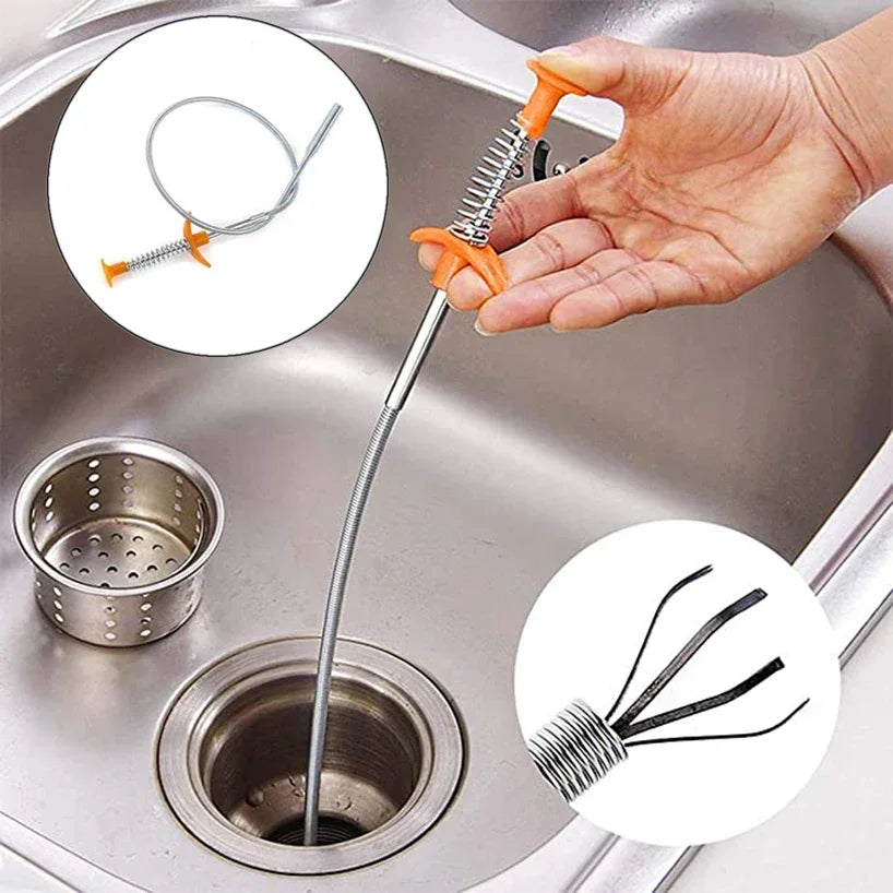 60cm Bendable Drain Clog Dredge Tool – Water Sink Cleaning Hook & Sewer Hair Remover