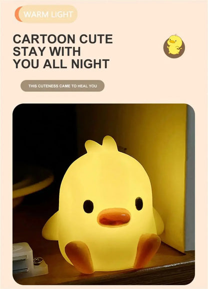 Cute Duck Night Light - Cartoon Animal LED Lamp for Kids' Bedroom & Holiday Gifts