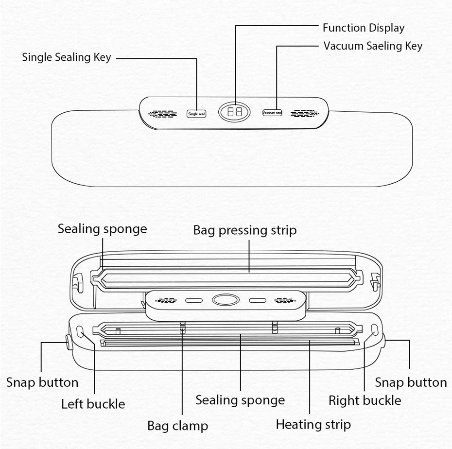 Vacuum Sealer Machine – Electric Food Sealer with 10 Free Vacuum Bags