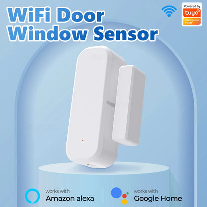 WiFi Smart Door/Window Sensor - Home Security Alarm System with Open/Closed Detection for Alexa and Google Assistant