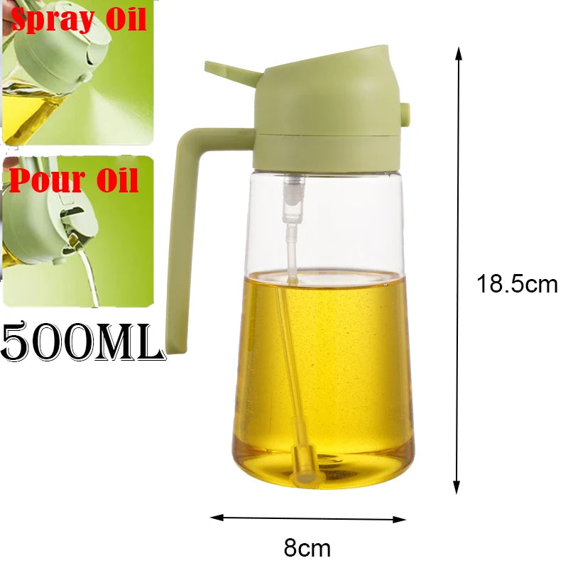 500ml Dual-Purpose Oil Spray Bottle – Leak-Proof Olive Oil Sprayer for Cooking, Baking, BBQ, and Air Fryer Use