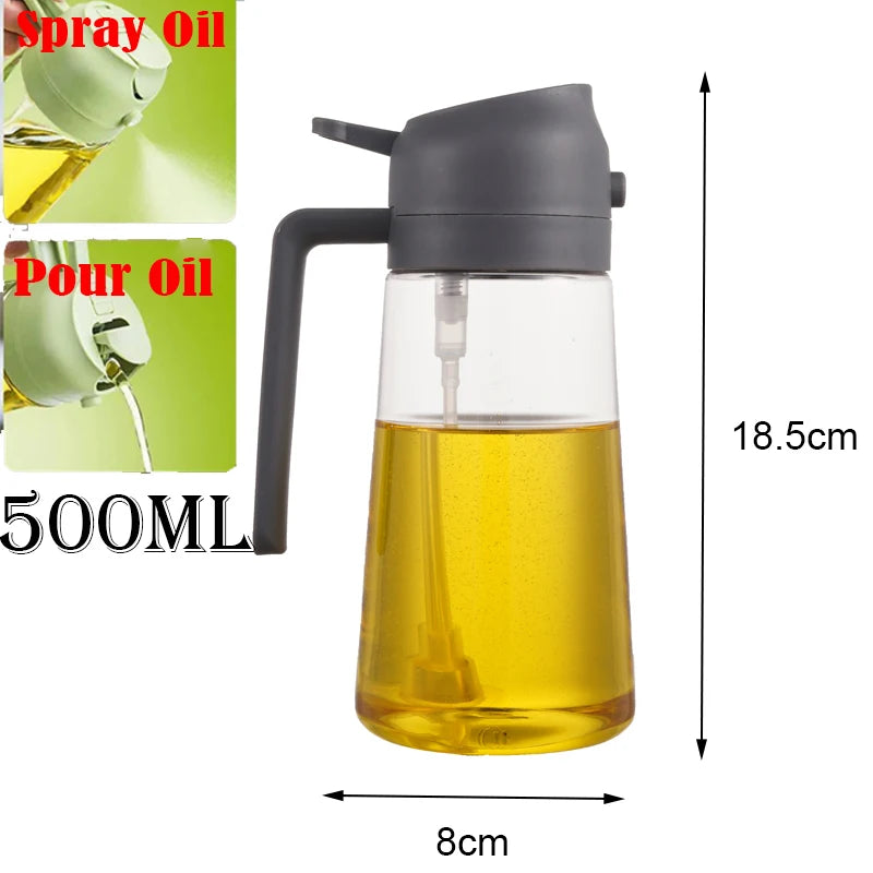 500ml Dual-Purpose Oil Spray Bottle – Leak-Proof Olive Oil Sprayer for Cooking, Baking, BBQ, and Air Fryer Use