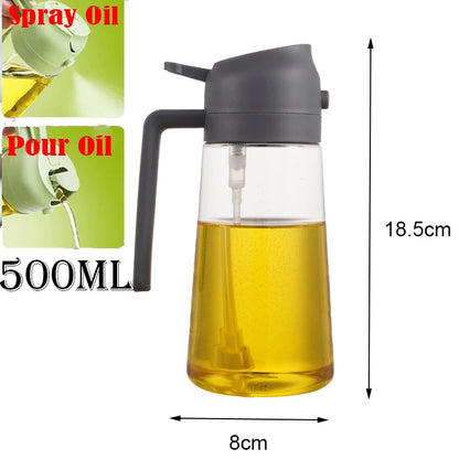 500ml Dual-Purpose Oil Spray Bottle – Leak-Proof Olive Oil Sprayer for Cooking, Baking, BBQ, and Air Fryer Use