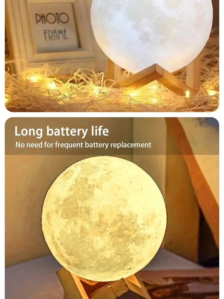 LED Galaxy Moon Lamp Night Light - DIY Moon Globe for Bedroom Décor & Gifts (Warm Light