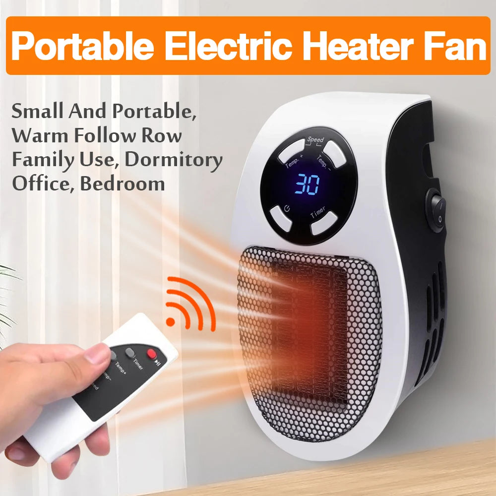 Portable Electric Wall Heater - Mini Radiator with Remote Control for Home Heating