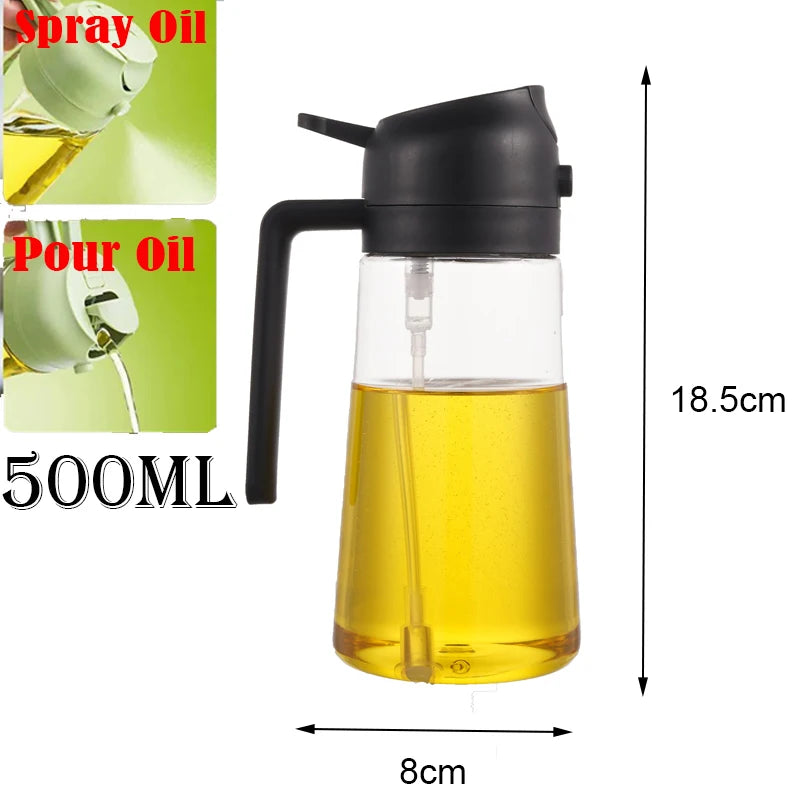 500ml Dual-Purpose Oil Spray Bottle – Leak-Proof Olive Oil Sprayer for Cooking, Baking, BBQ, and Air Fryer Use