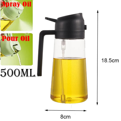 500ml Dual-Purpose Oil Spray Bottle – Leak-Proof Olive Oil Sprayer for Cooking, Baking, BBQ, and Air Fryer Use