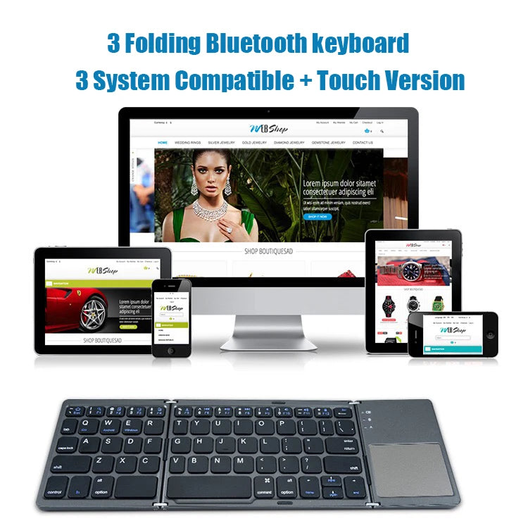 Folding Bluetooth Keyboard with Touchpad – Compact Mini Wireless Keyboard for iOS, Android, and Windows Devices