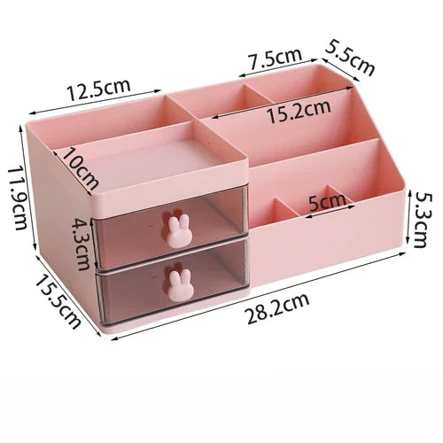 Transparent Desktop Organizer with Drawers – Multi-Functional Storage Box for Office Supplies, Cosmetics, and Stationery