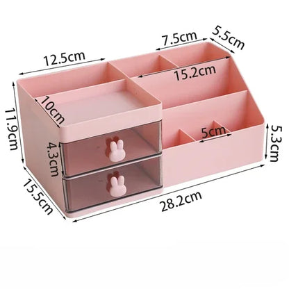 Transparent Desktop Organizer with Drawers – Multi-Functional Storage Box for Office Supplies, Cosmetics, and Stationery