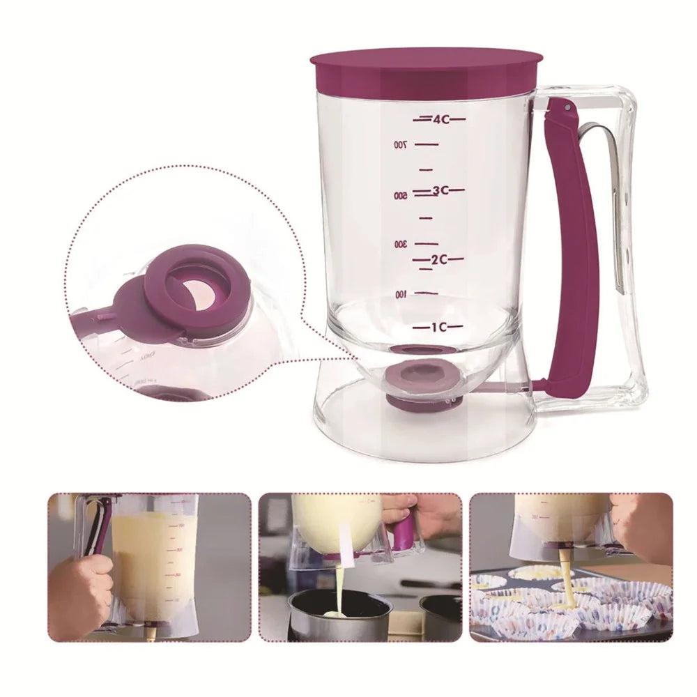 Collapsible Pancake & Cupcake Batter Dispenser – Precise Portion Control for Waffles, Muffins, and More